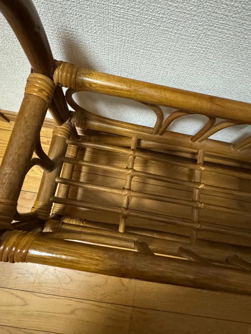 ヴィンテージ　ラタン　籐　ラック　フラワースタンド マガジンラック 昭和レトロ