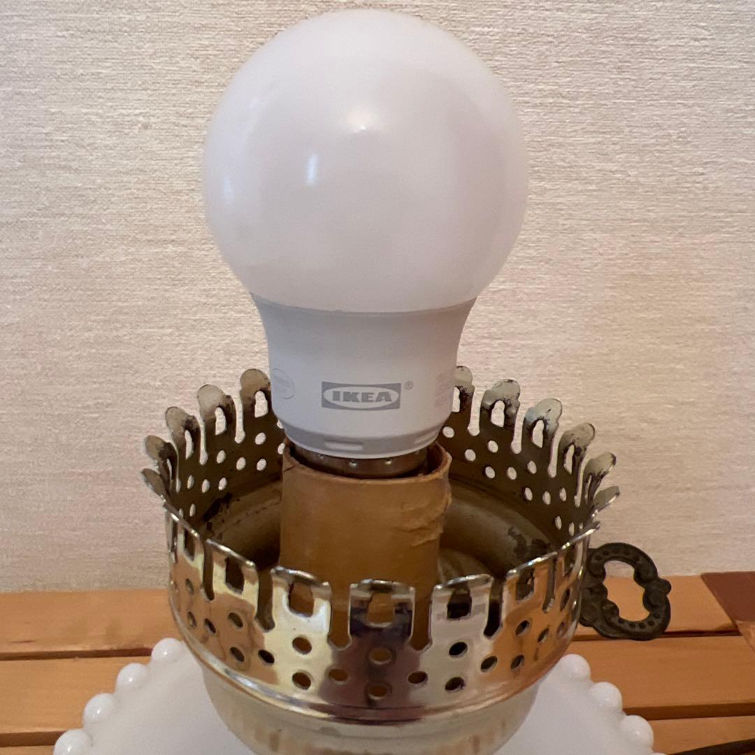 ビンテージランプ　ミルクガラス　ホブネイル　ゴールド