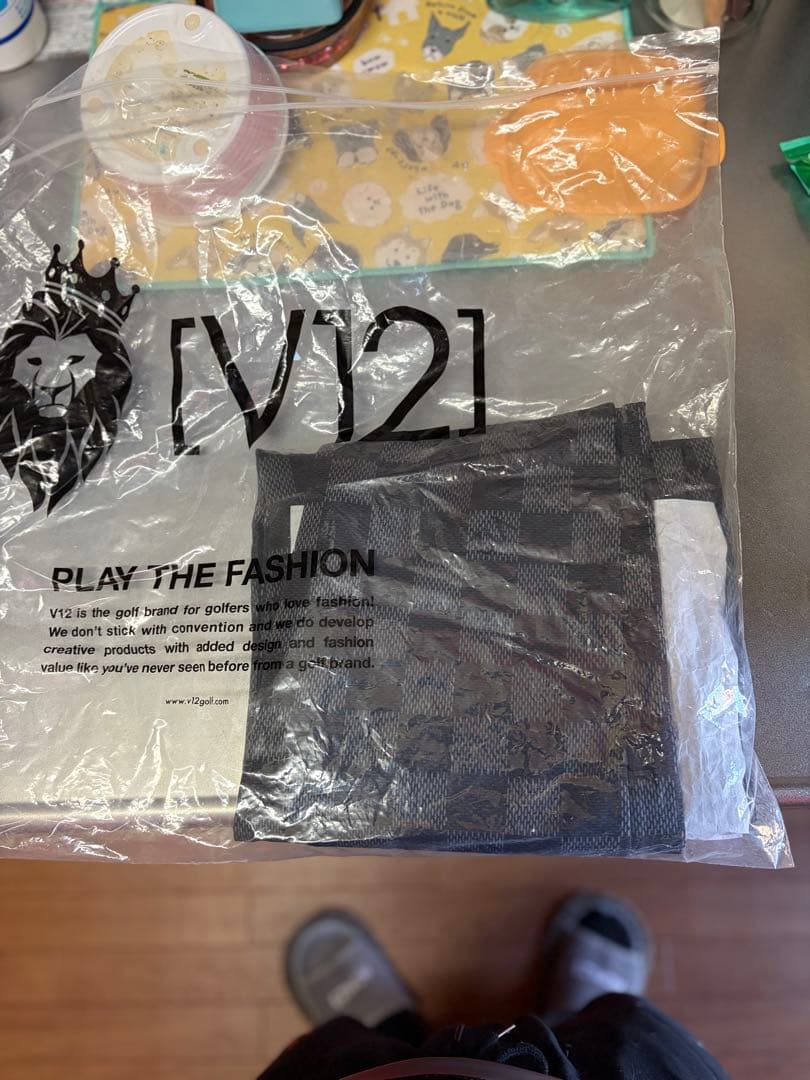 新品タグV12 ゴルフ ダミエ柄 パンツ DAM PANTS ブラック Lサイズ