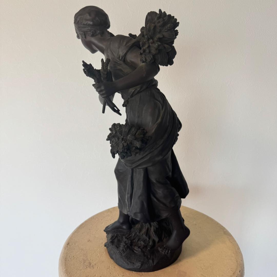 たぬき E◆美女像　ブロンズ　置物　刻印あり　銅製　美品