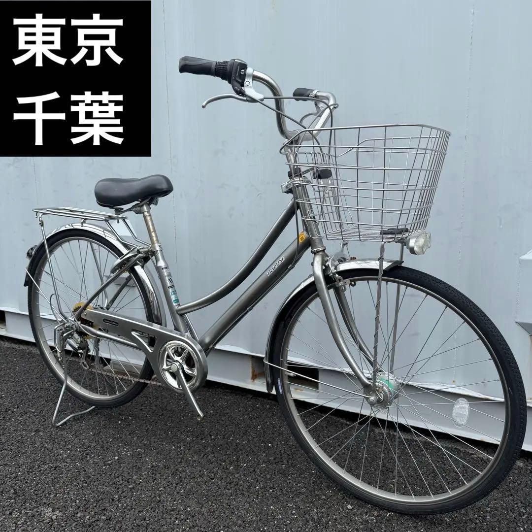 【都内/千葉引取】街乗り用自転車 26インチ カゴ/鍵/オートライト/6段変速付