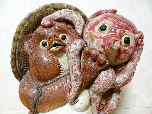 アンティーク 信楽焼 狸 蛸 タコ 置物 高さ62cm 縁起物 商売繁盛 年代物