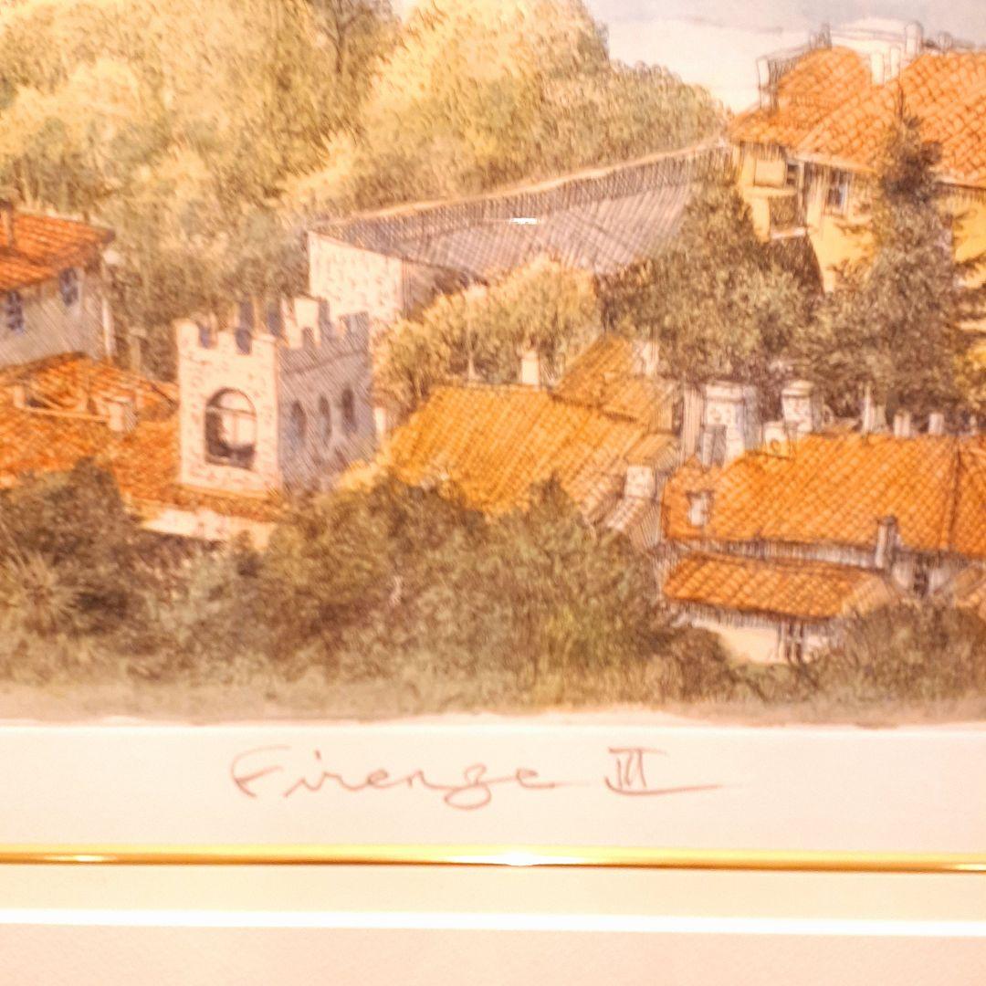 希少　織田義郎作品　172/200　風景画　エッチング技法　手彩　サイン入り