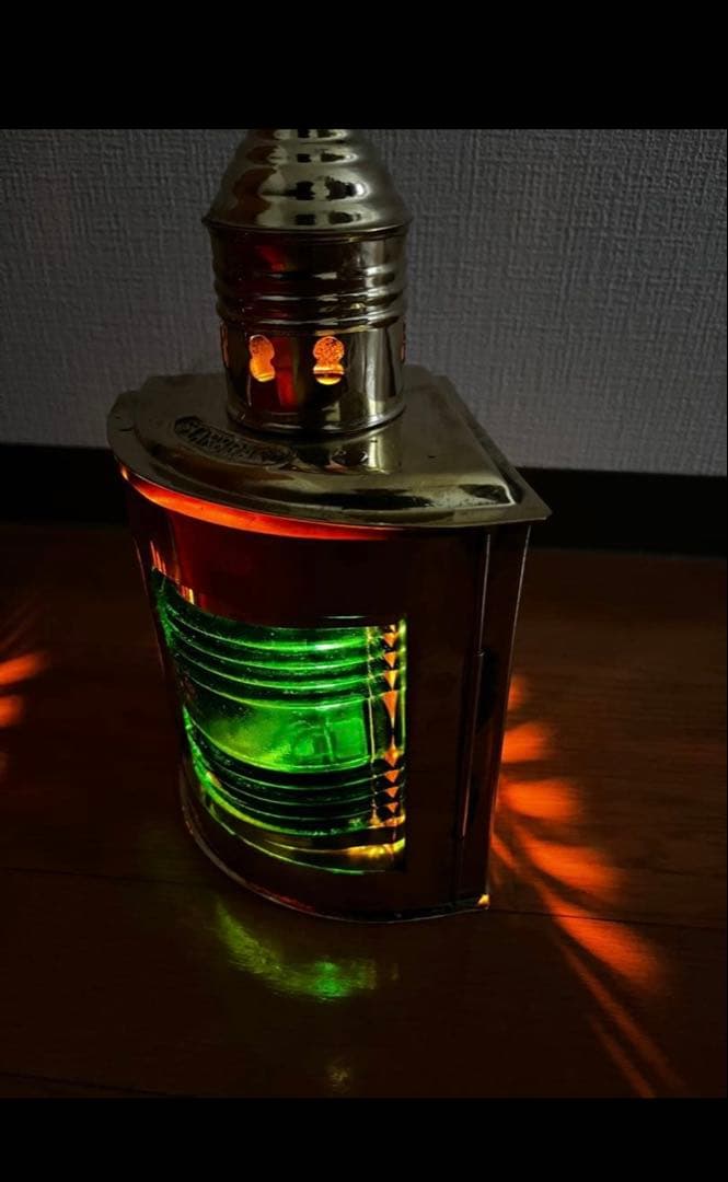 ビンテージ航海灯　右舷・左舷セット　オール真鍮製　マリンランプ