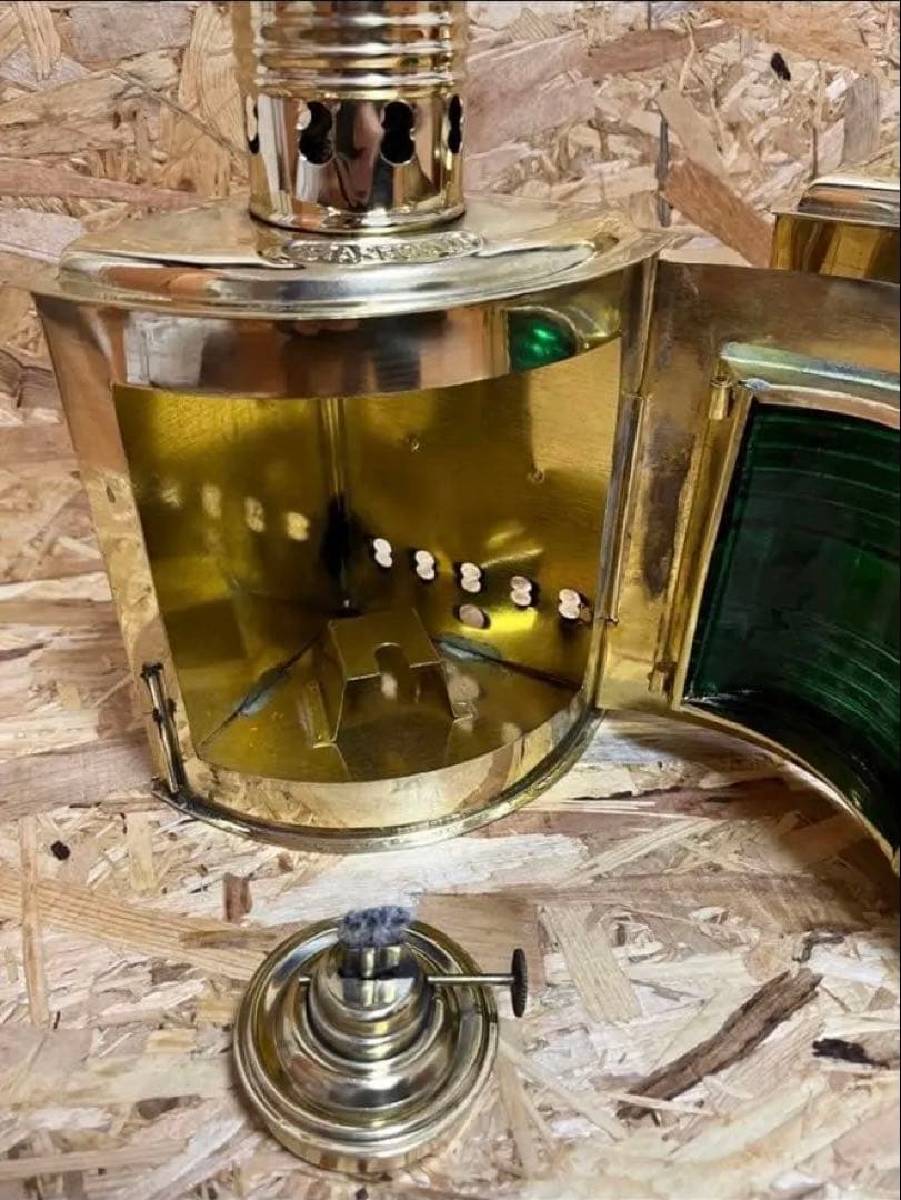 ビンテージ航海灯　右舷・左舷セット　オール真鍮製　マリンランプ