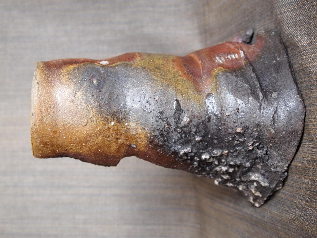 入手困難★ジェフ・シャピロ【師：伊勢崎淳】焼き締め【窯変】花入★共箱