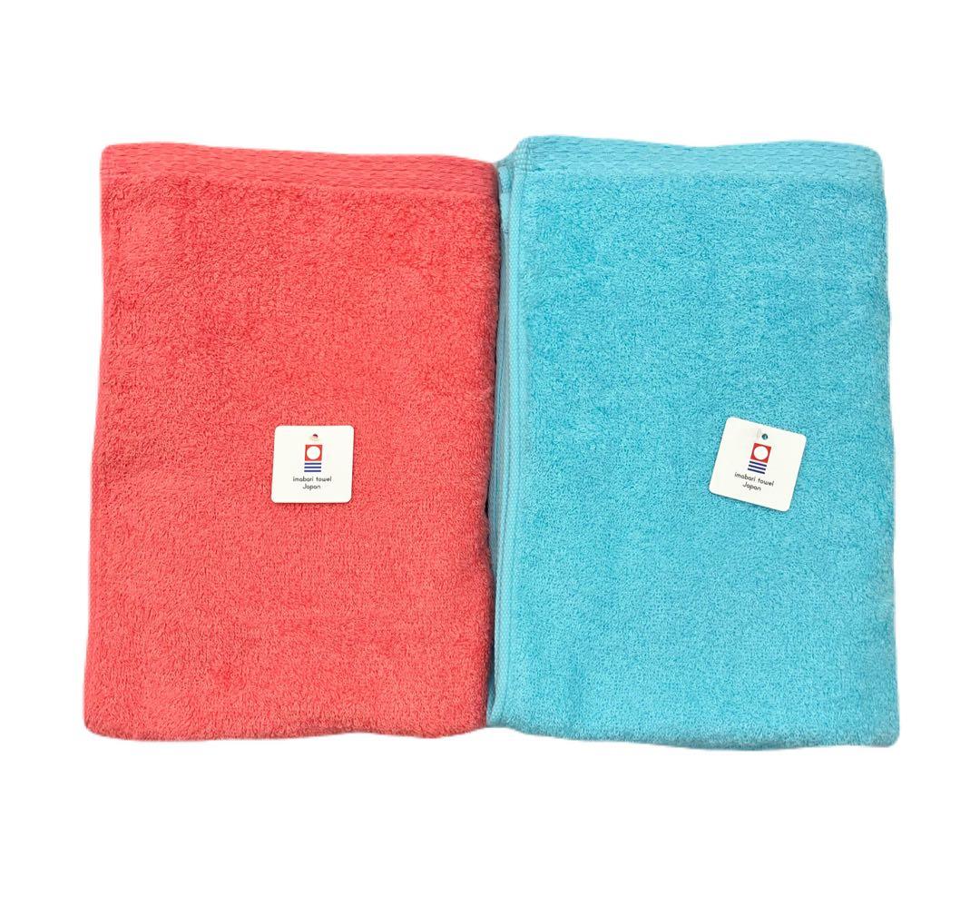 今治タオル　バスタオル　８枚　甘撚り糸使用　スカーレット４枚　ミントブルー４枚