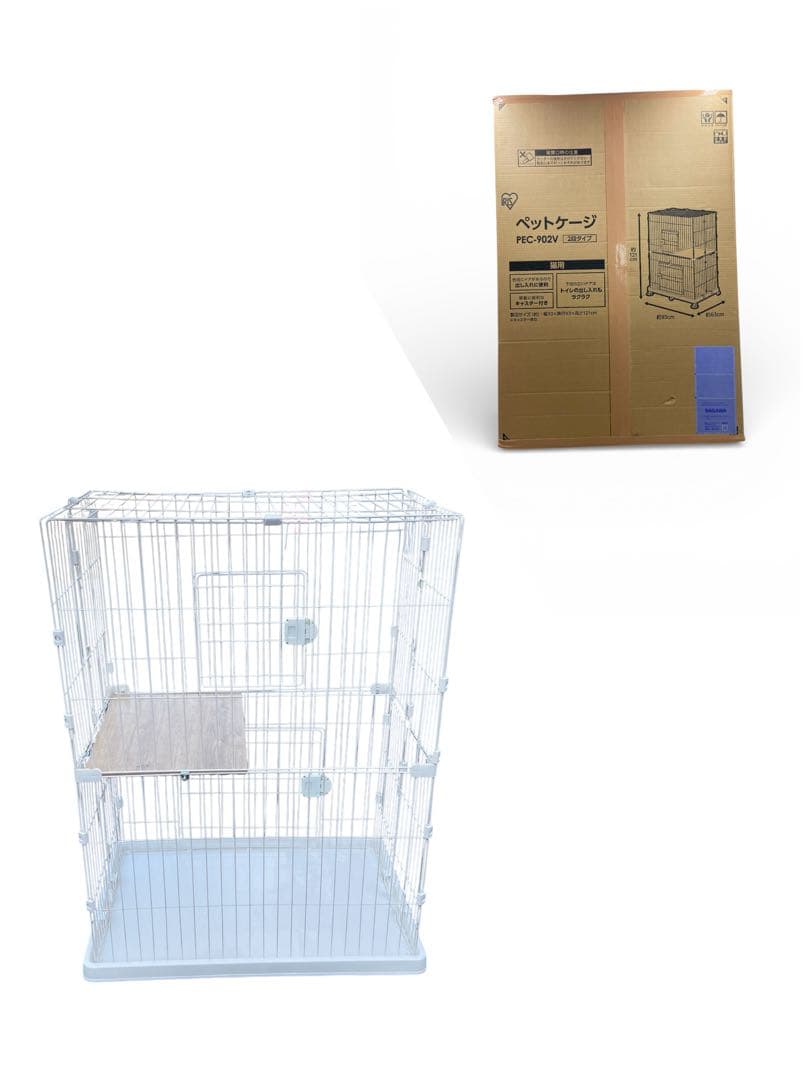 アイリスオーヤマ ペットゲージ PEC-902V 2段タイプ　ホワイト