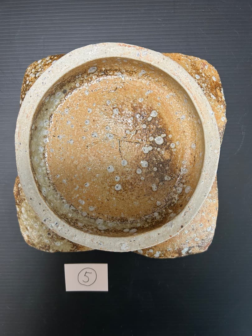 灰釉 平向付 ５枚組　(伊賀焼 高台皿)　蓮善隆 作