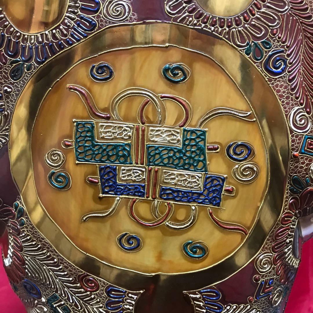 超驚愕‼️超大型‼️九谷焼達磨大師立像‼️摩訶不思議な御顔‼️正面厳顔、横面笑顔☆