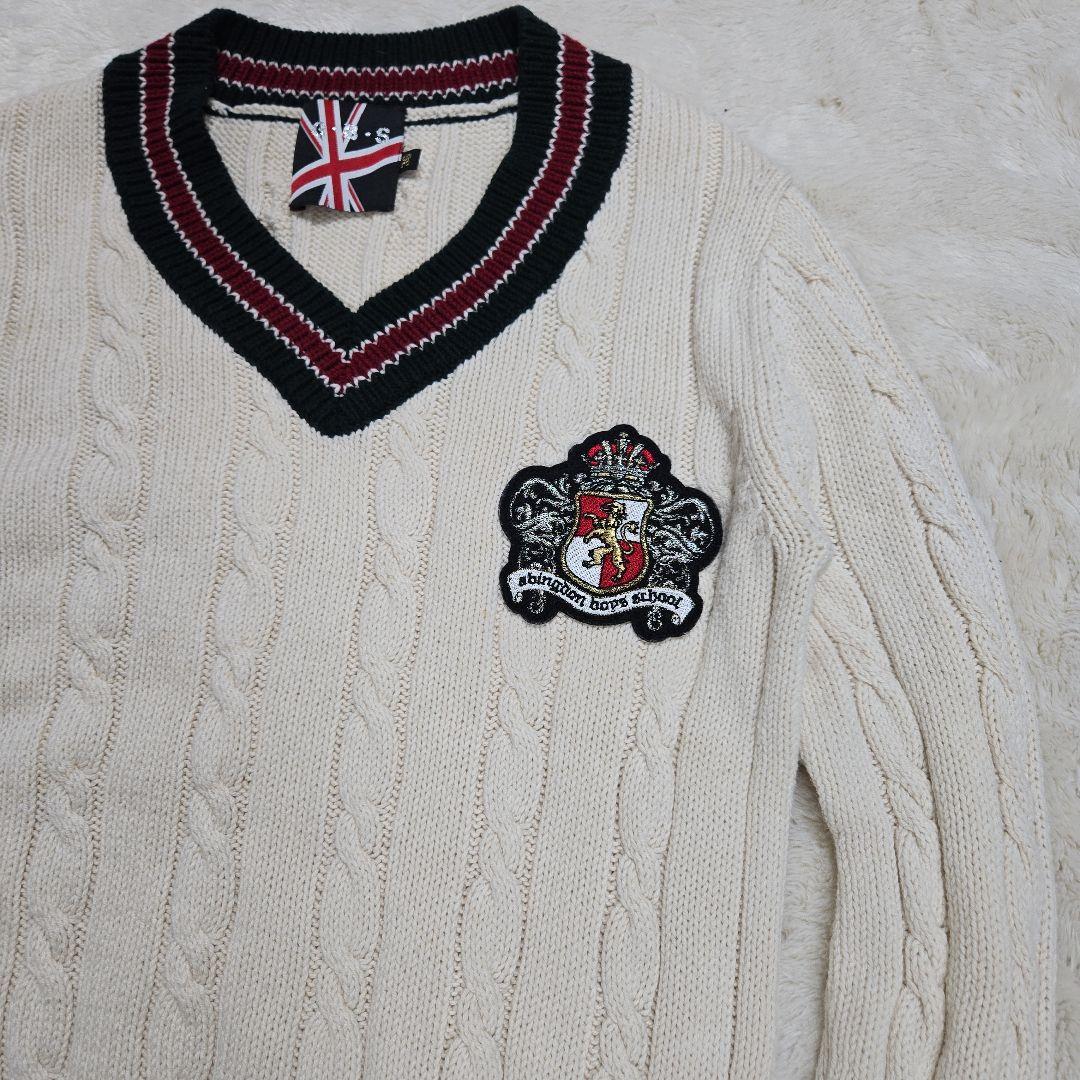 abingdon boys school セーター ケーブルニット ワッペン