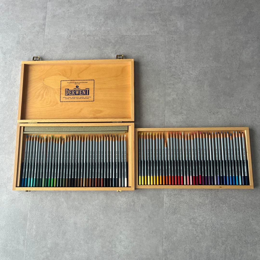 DERWENT 水彩色鉛筆 72色セット 木製ケース
