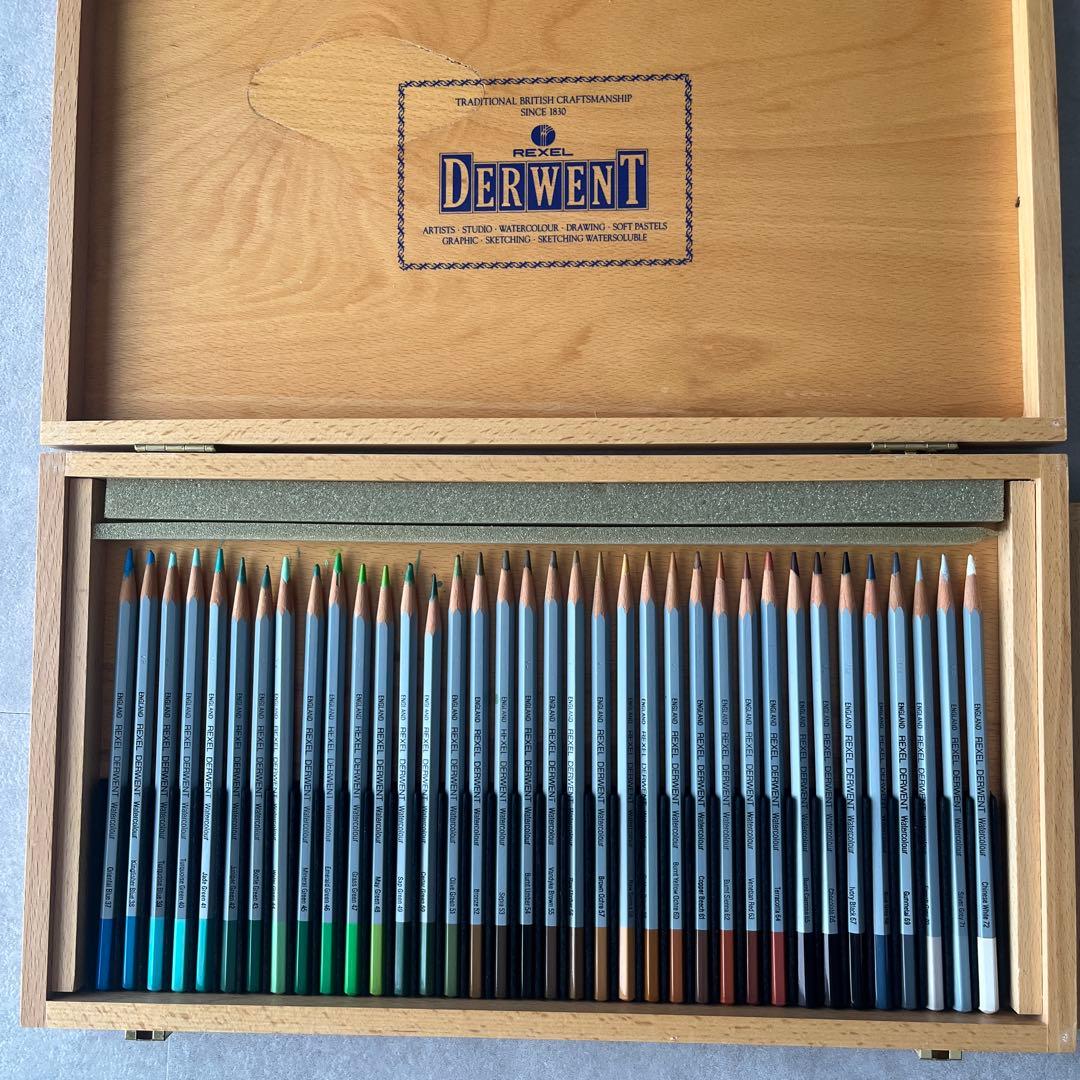 DERWENT 水彩色鉛筆 72色セット 木製ケース