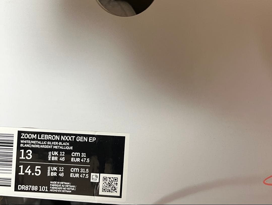 新品 ZOOM LEBRON NXXT GEN EP 白 31cm