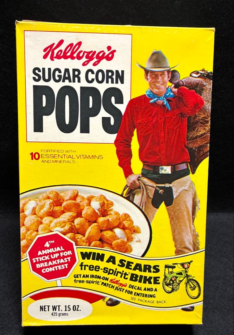 70s ケロッグ　シュガーコーン　空箱　パッケージ　アメリカン雑貨　ビンテージ