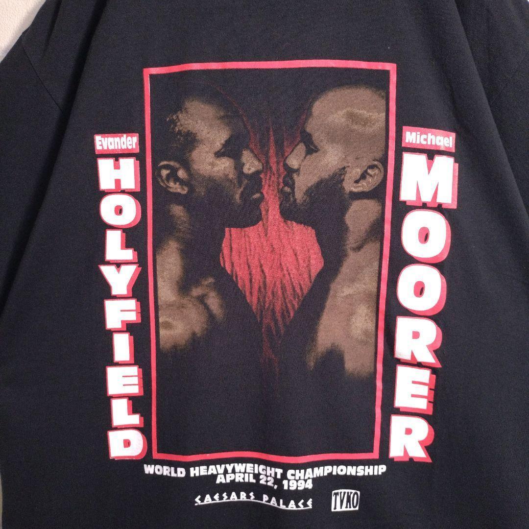 お宝★90s USA製 ホリフィールド VS モーラー 半袖Tシャツ 黒 XL