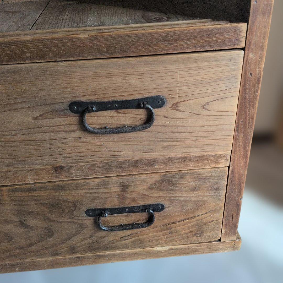 アンティーク　ブロカントオープンシェルフ 2段引き出し付き