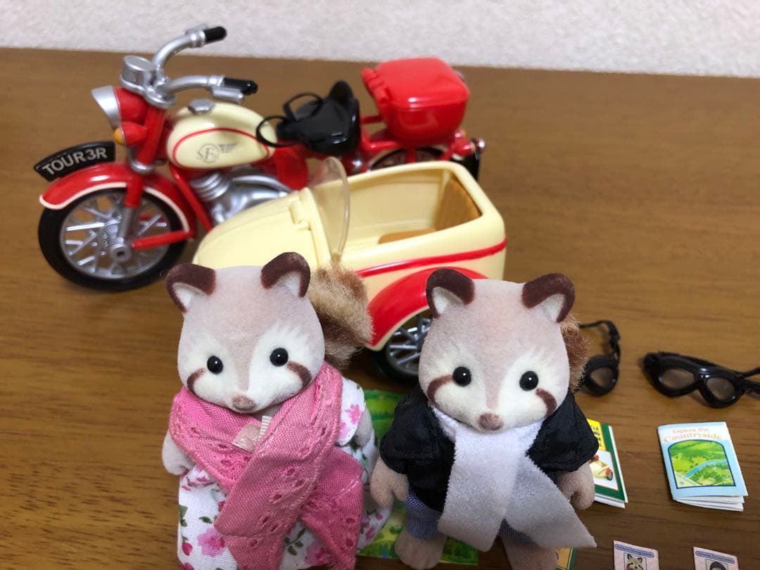 シルバニアファミリーアライグマ 海外版 モーターサイクル&サイドカー