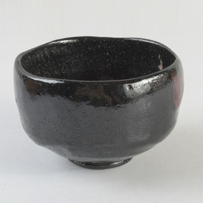 茶道具　楽焼　佐々木松楽造　黒楽茶碗　時代箱付　V　9458