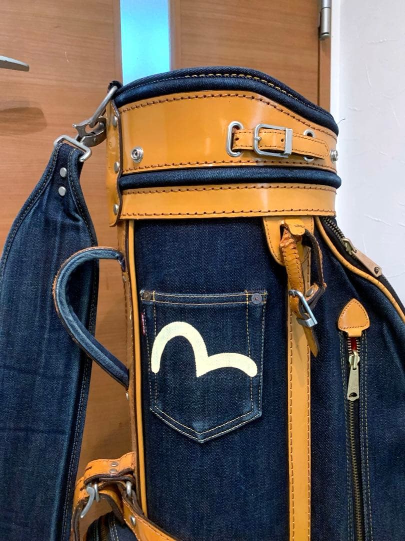 超希少　エビス　エヴィス　EVISU デニム　本革レザー　キャディバッグ