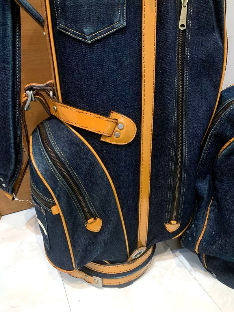 超希少　エビス　エヴィス　EVISU デニム　本革レザー　キャディバッグ