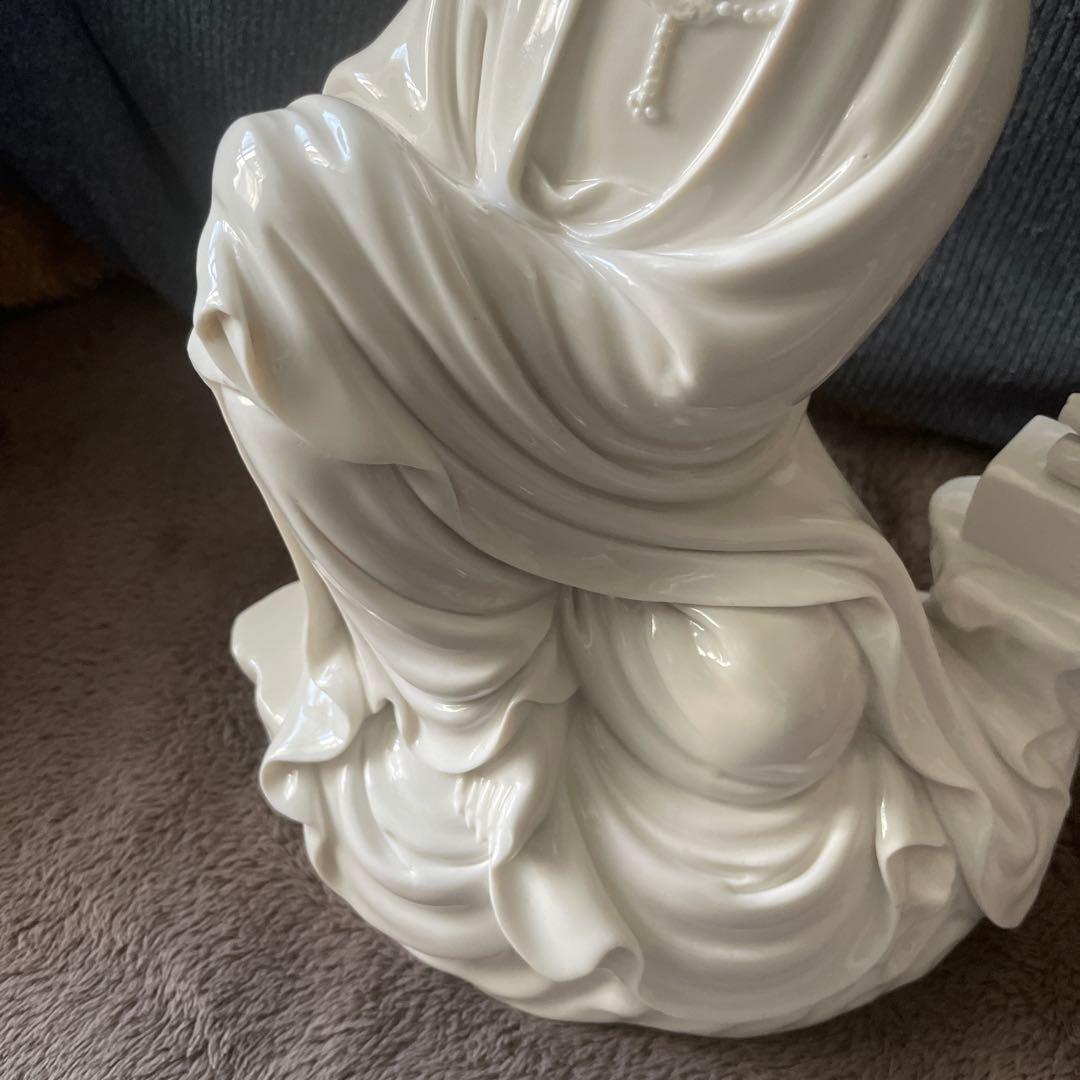 徳化窯白磁 細工彫り『白磁観音様』 仏教美術 高さ26cm ★時代物