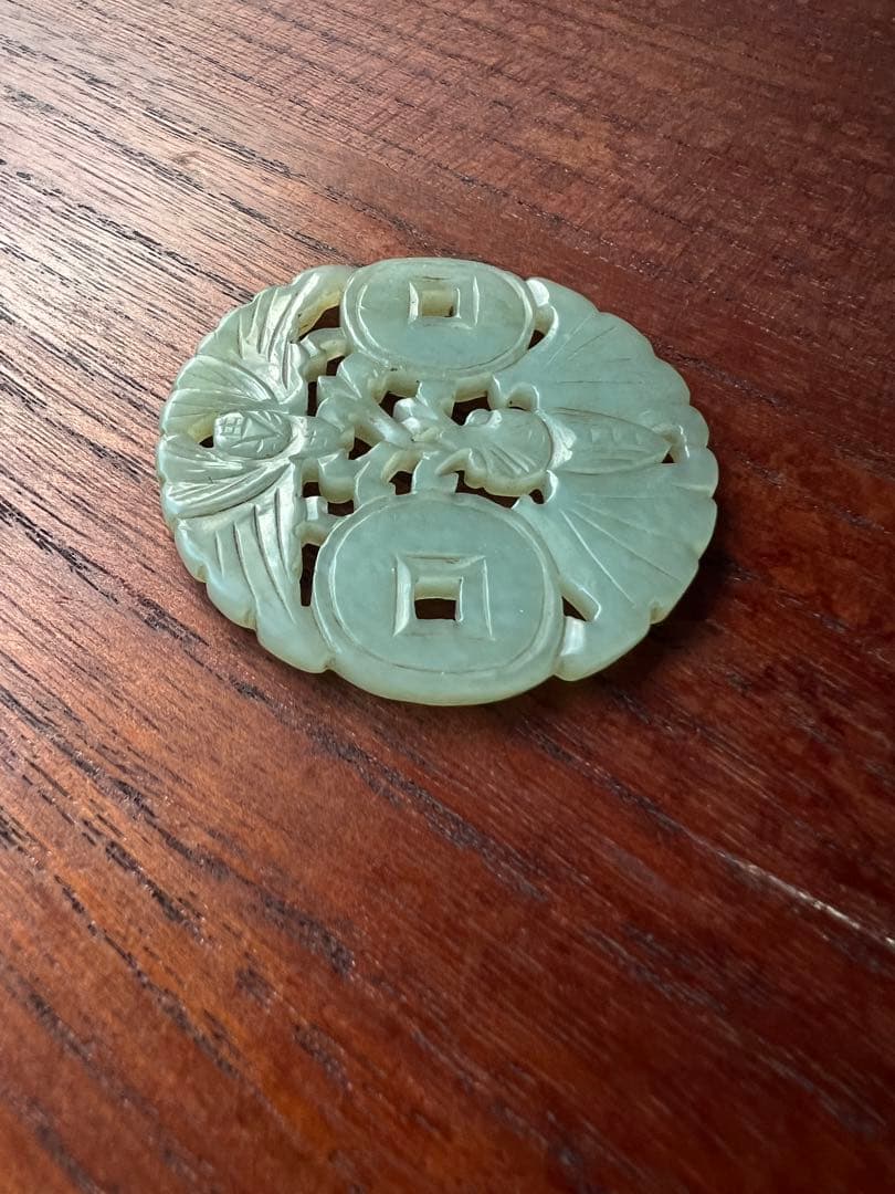 天然石 玉 透空彫 福在眼前紋 置物 賞物 古美術品