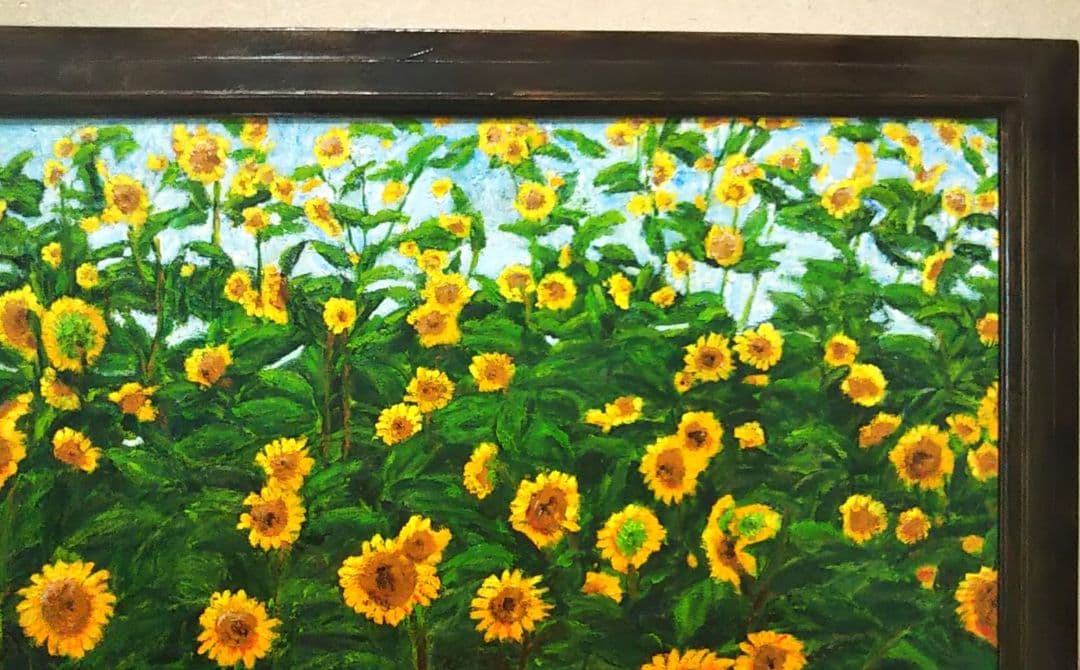 油絵 風景画 ✡️ ひまわり P30【額縁込み】【8月】