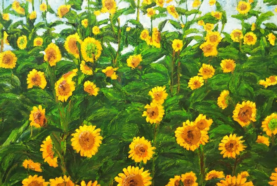 油絵 風景画 ✡️ ひまわり P30【額縁込み】【8月】