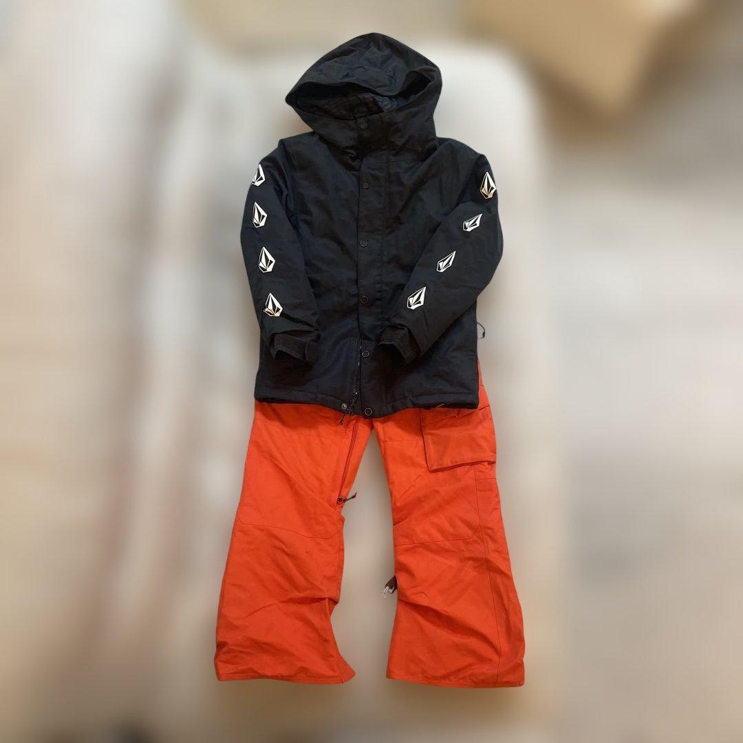 VOLCOM 子供用スノーボードウェア 黒/オレンジ