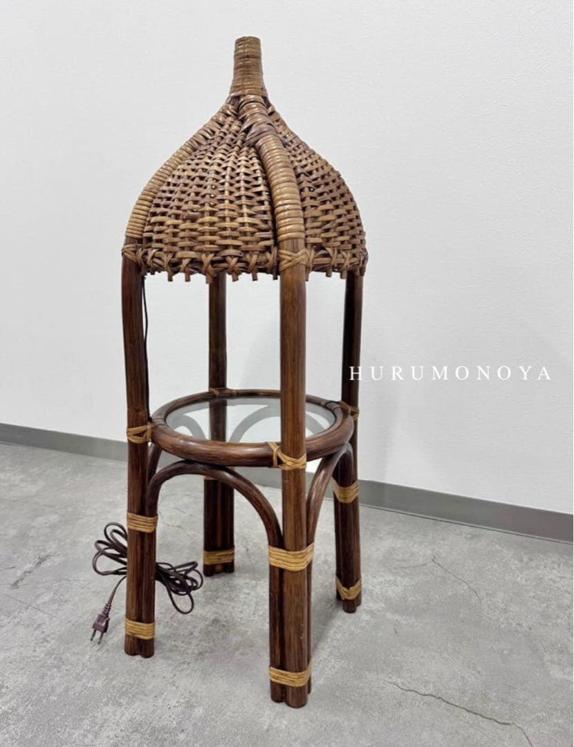 SNT539 アンティーク レトロ ビンテージ ラタンフロアスタンド　照明