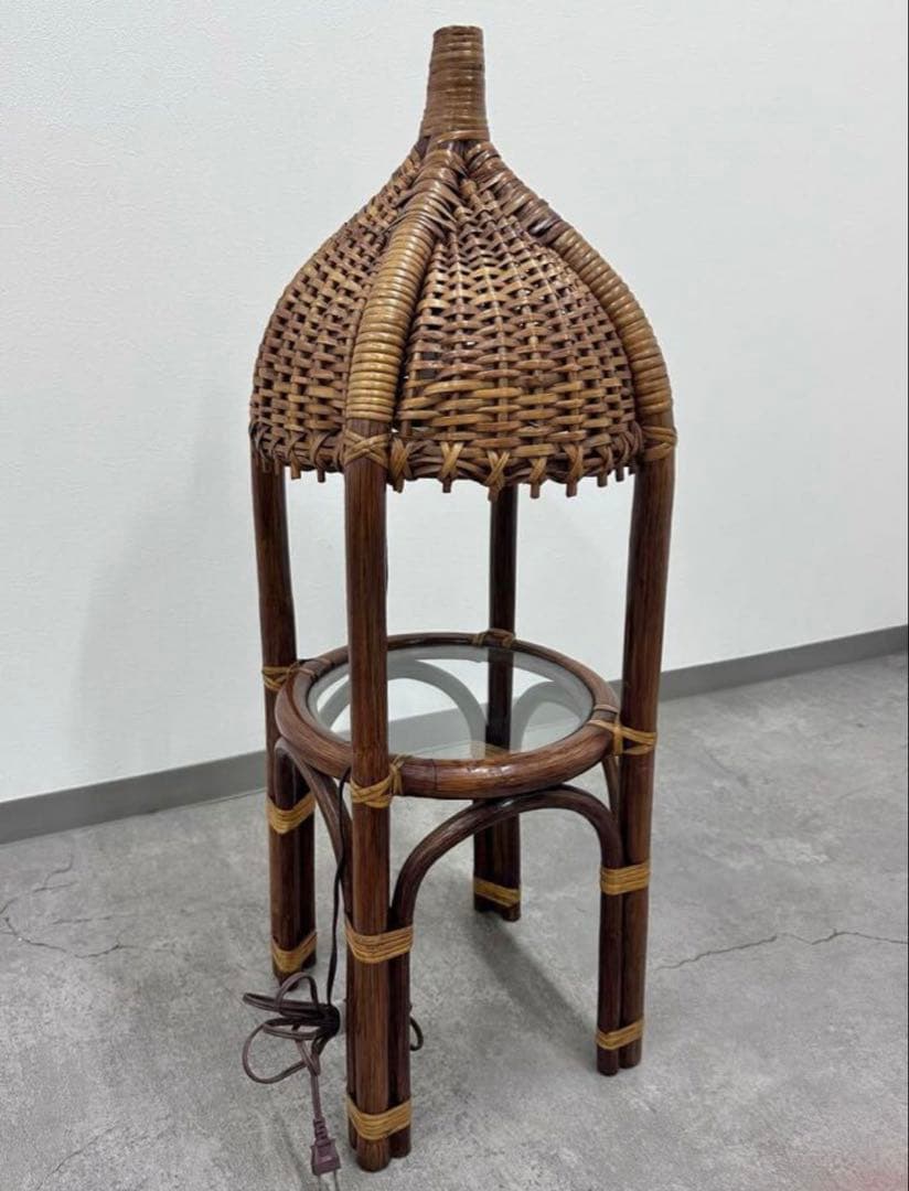 SNT539 アンティーク レトロ ビンテージ ラタンフロアスタンド　照明