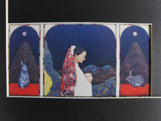 堀井聰　「玉兔」、希少画集より、状態良好、新品高級額装付
