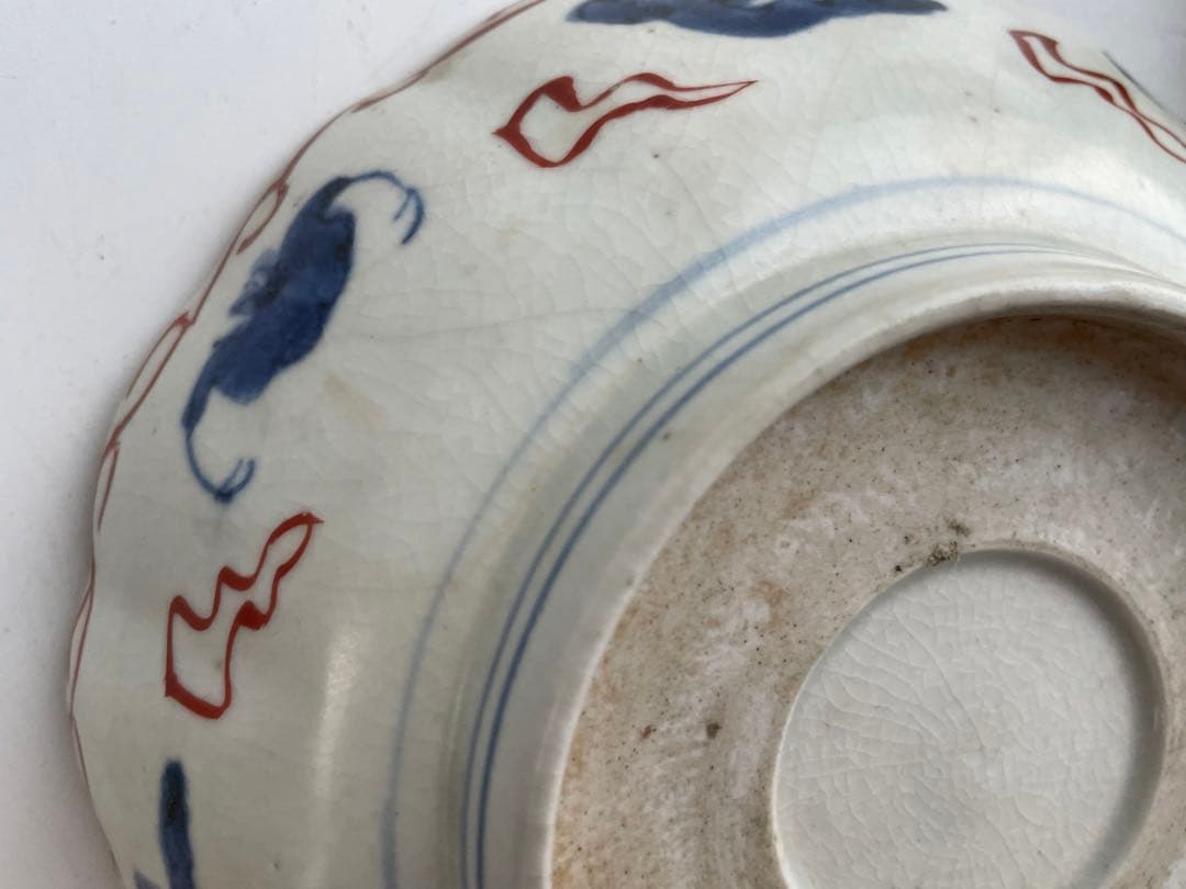 骨董　アンティーク　古伊万里　色絵　花唐草文様　膾皿　なます皿　3枚