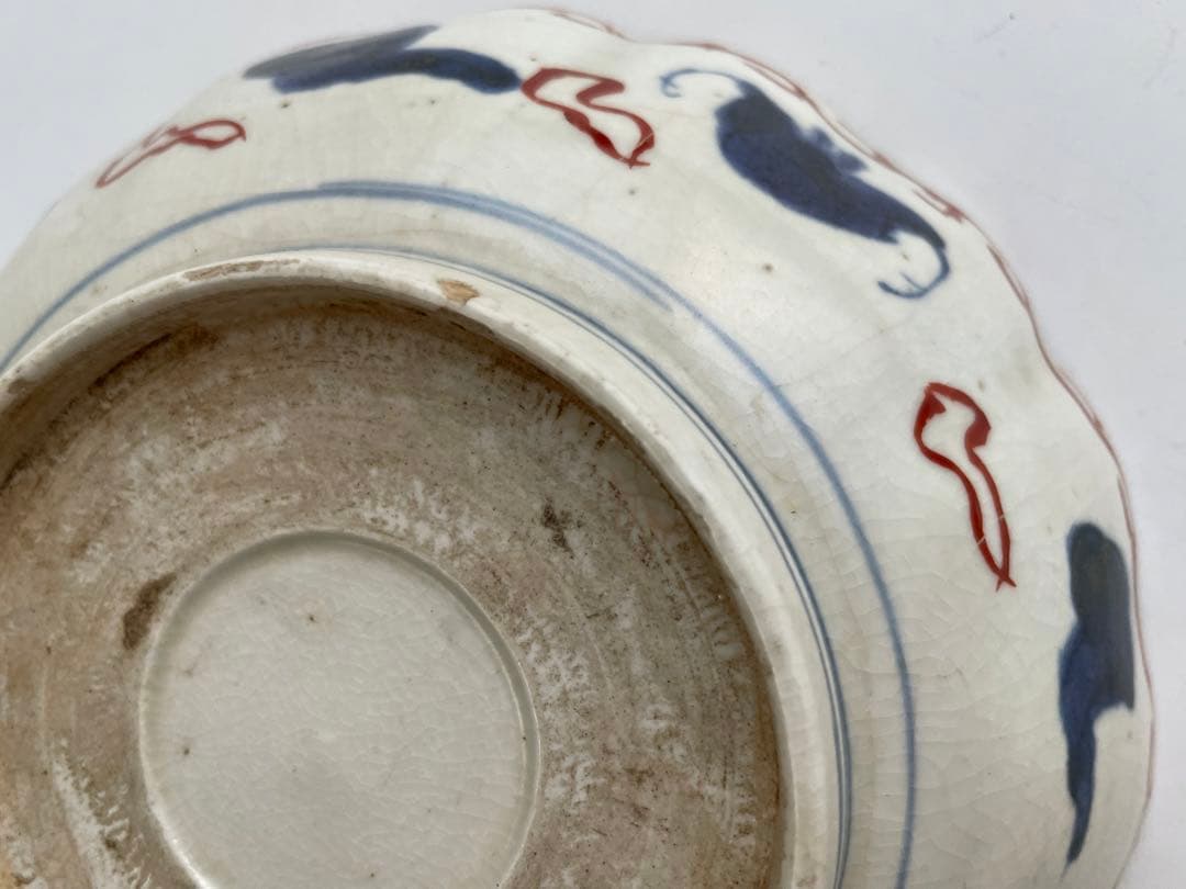 骨董　アンティーク　古伊万里　色絵　花唐草文様　膾皿　なます皿　3枚