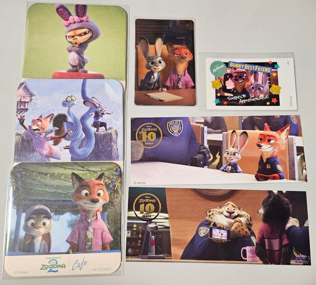 1 ズートピア カフェ 特典 コースター カード ステッカー