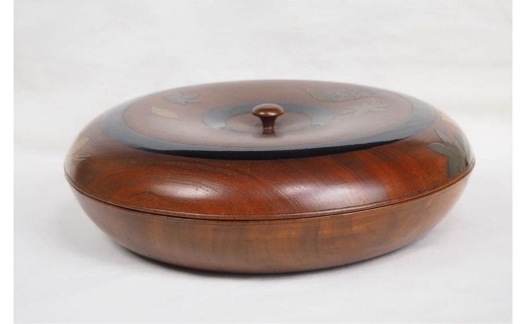 送料無料　時代物　高金蒔絵螺鈿菓子器/喰籠/蓋物　名工作品　秀逸作