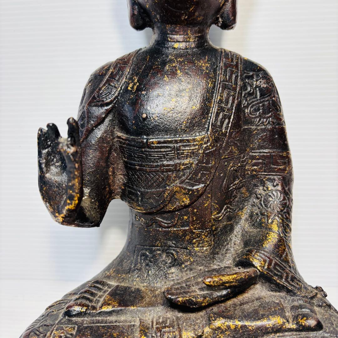 鍍金仏座像 中国古玩 仏教美術 仏像 佛 置物 骨董品 時代品 美術品