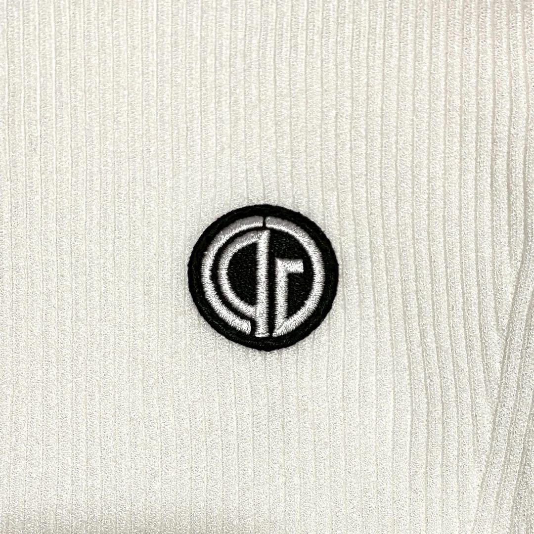 美品 CPG GOLF ハイネック フレア リブニット ワンピース ホワイト 2