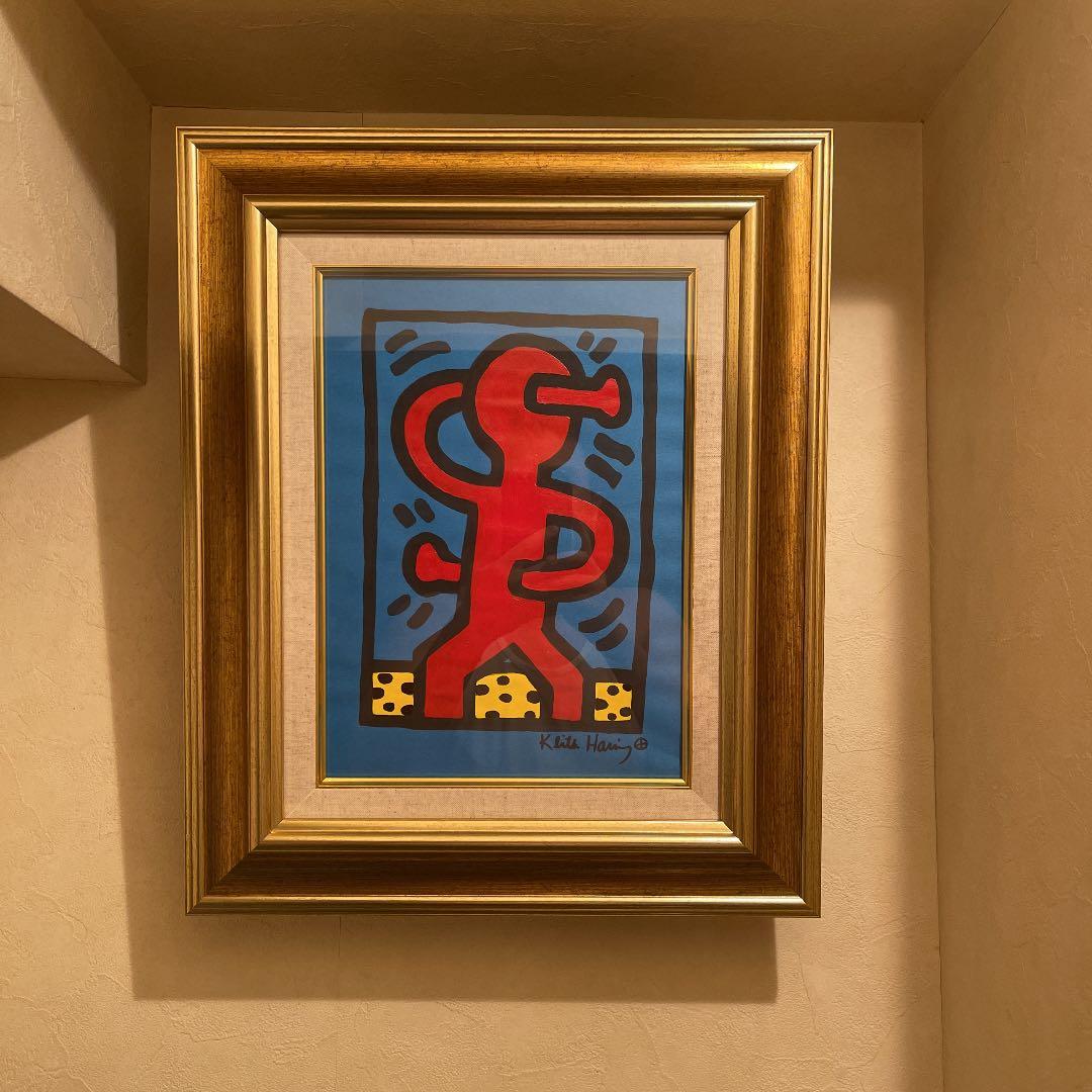 キース・ヘリング・ペン画　肉笔 手描き《成長》表サイン