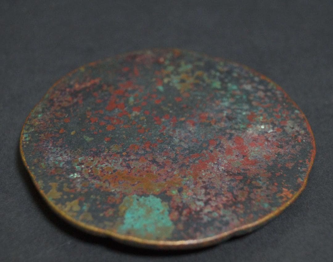 時代古銅鏡 金工細工『祥瑞双鹿文』銅鏡 小銅鏡☆