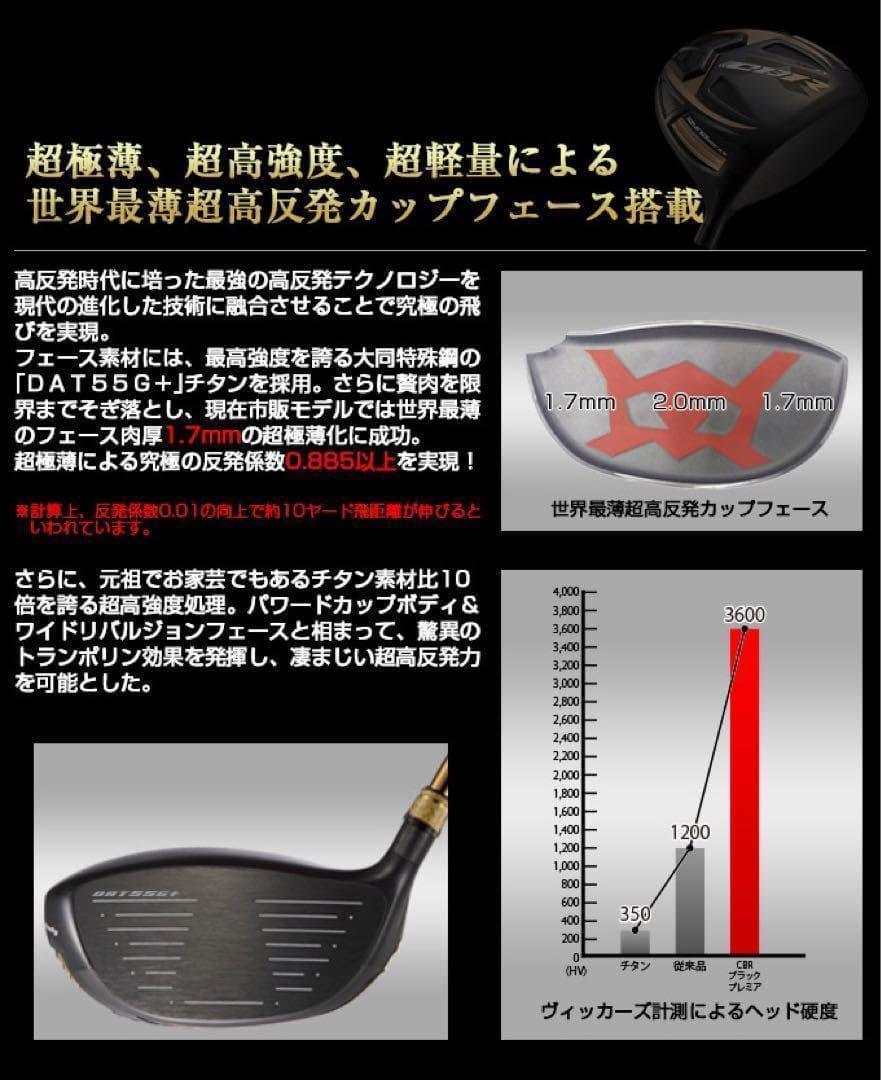 世界最高反発＋ドラコンアッタスで55Yアップ! ワークスゴルフ CBRプレミア