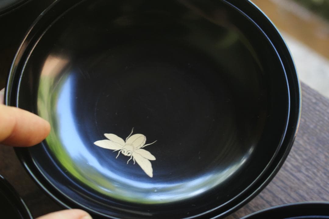 絵柄選択可！風情ある秋草闇蒔絵に見返虫蒔絵のお椀5点（検輪島塗蒔絵椀雑煮椀