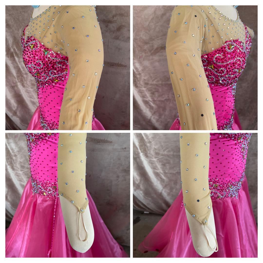 社交ダンス　ラテンダンス　ドレス衣装　ロング　ピンク　S1119