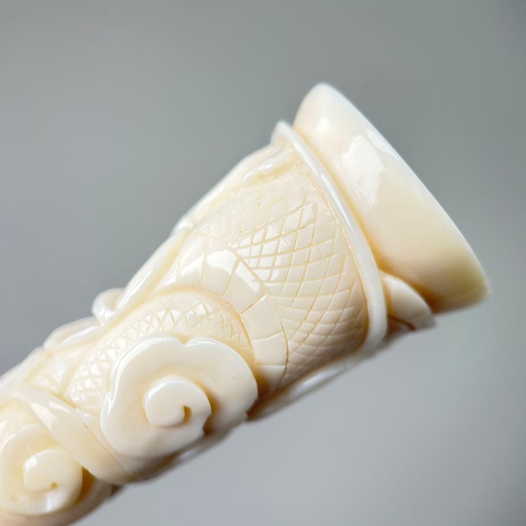 鯨歯製　彫刻入り　煙管（キセル）部品／煙草パイプ用マウスピース