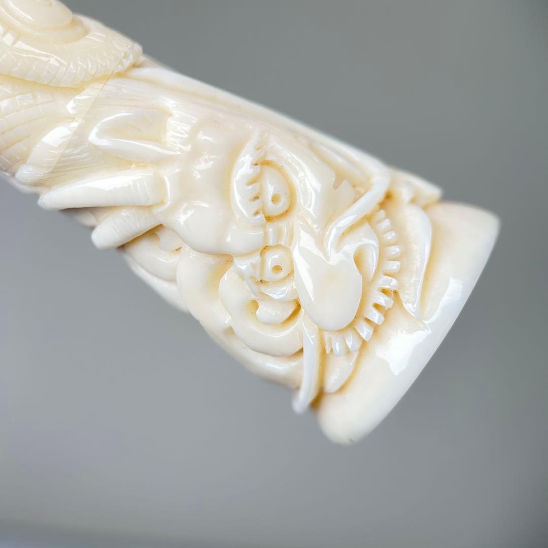 鯨歯製　彫刻入り　煙管（キセル）部品／煙草パイプ用マウスピース
