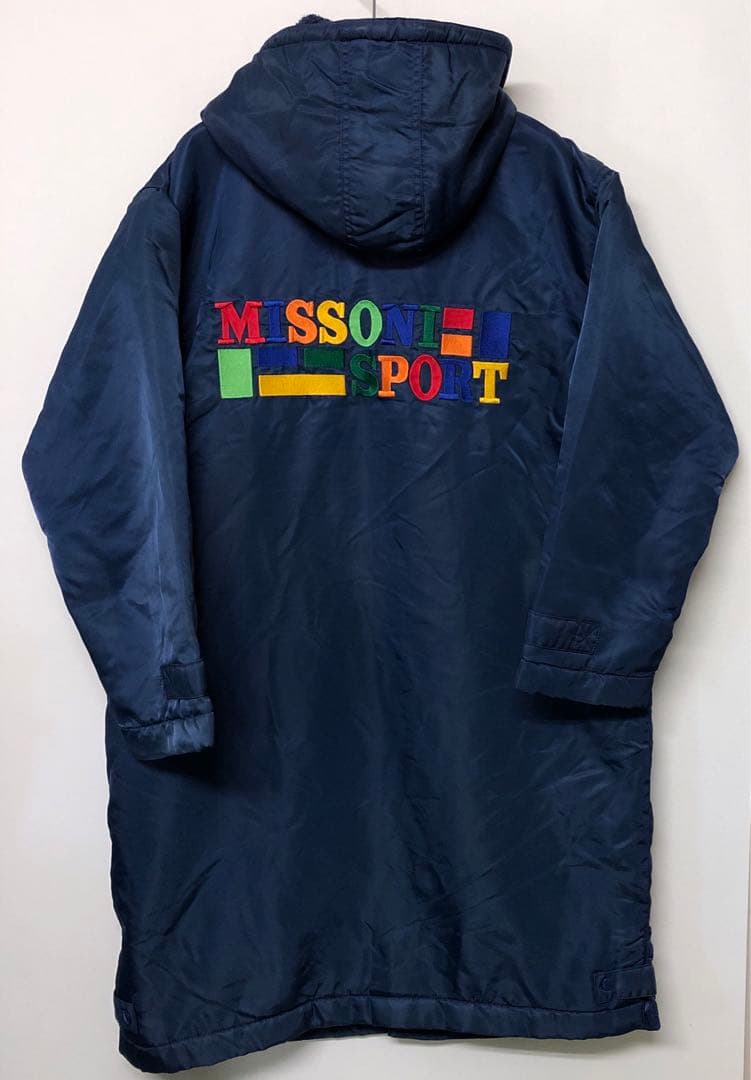 MISSONI SPORT 古着 カラフル ロゴ刺繍 フード付 ベンチコート