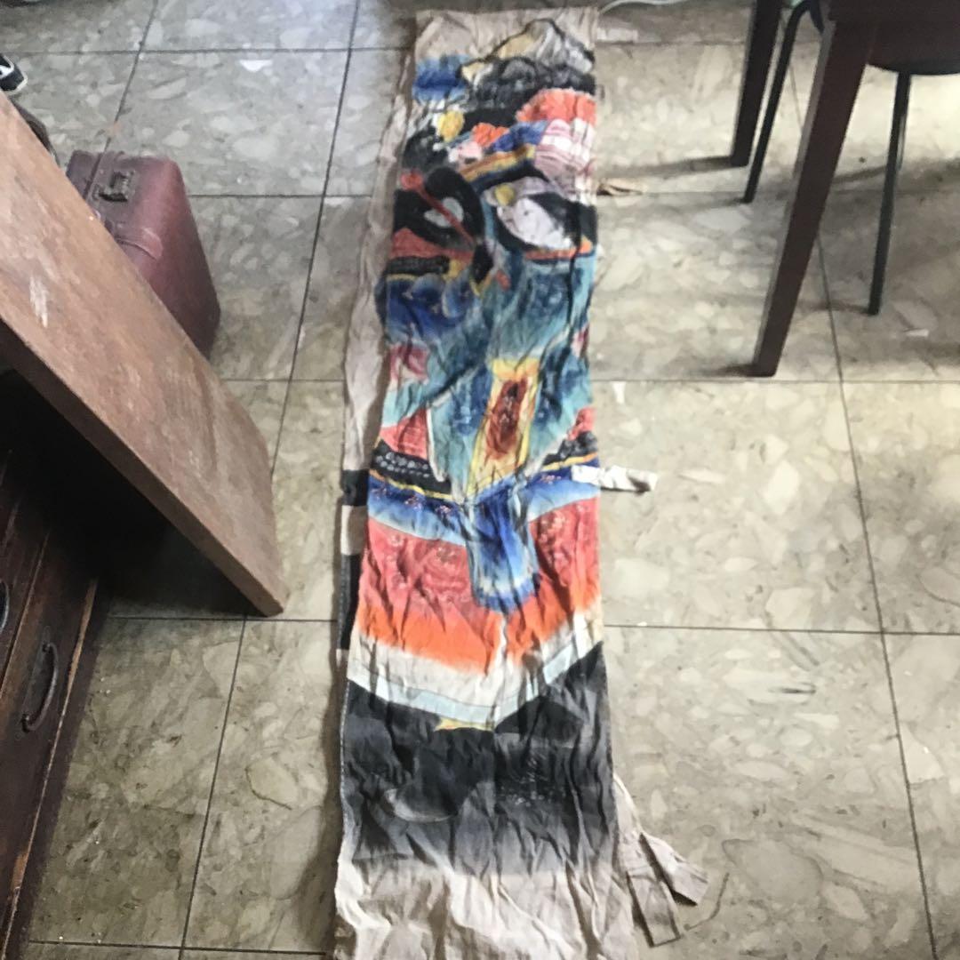 古布　明治時代　のぼり旗　武者絵　手書き　木綿　4メートル