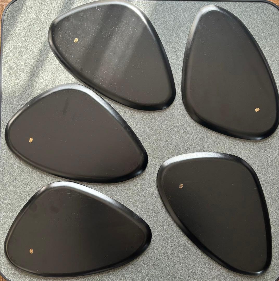 象彦:漆器、源氏雲 蛤形菓子盆 5枚セット、源氏雲シリーズ、本金箔