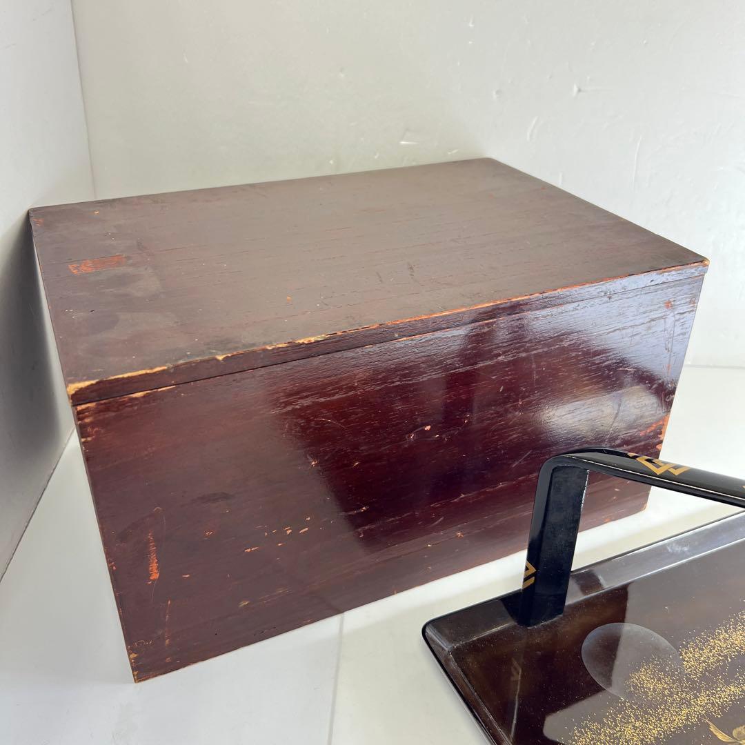 研出蒔絵　手付盆　木箱付　幅29㎝　東Y7-0516③トヒコ